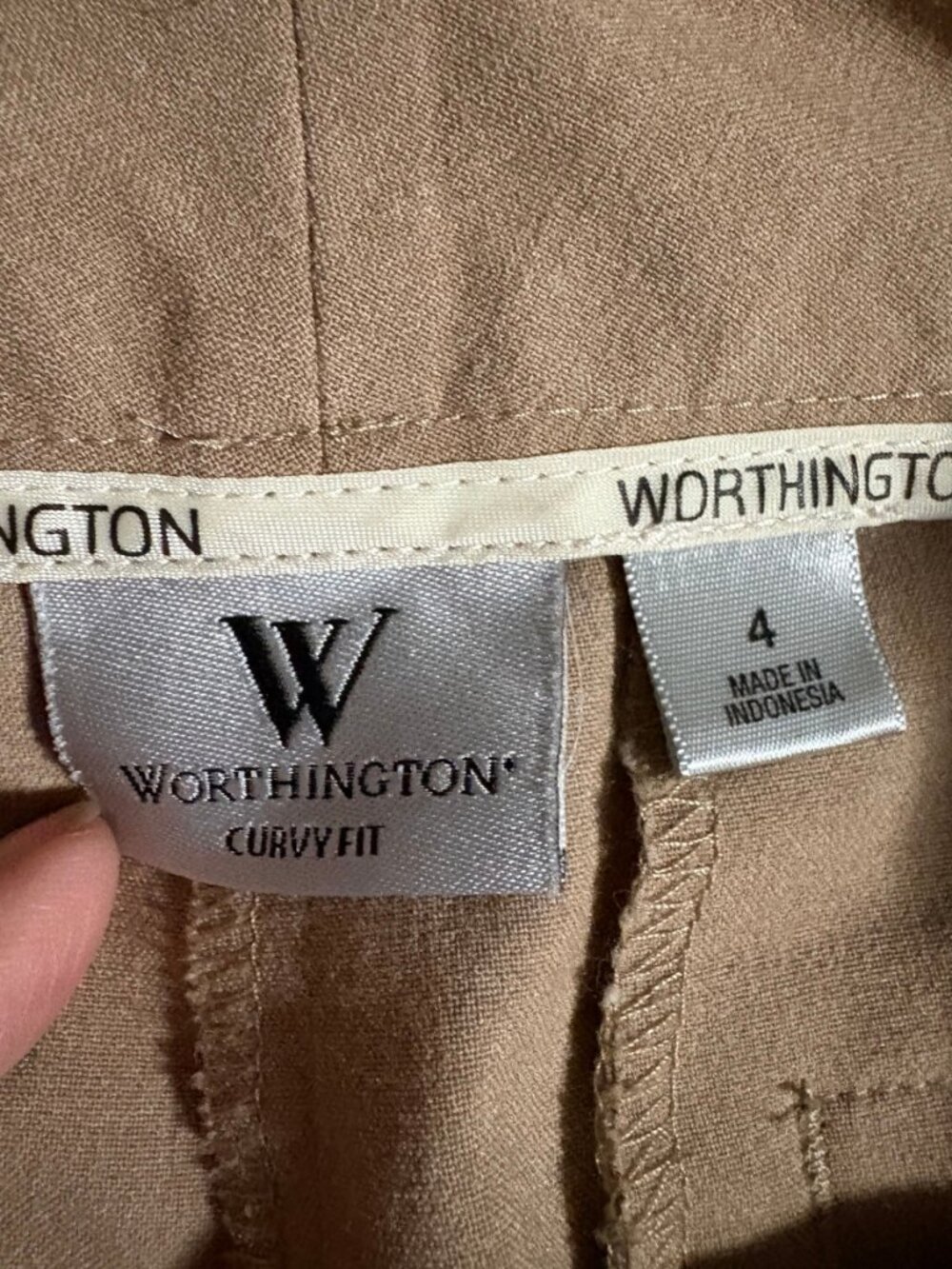 Worthington Curvy Fit Pants Womens 4 Bootcut Tan Dress Career Stretch Slacks - Picture 4 of 5